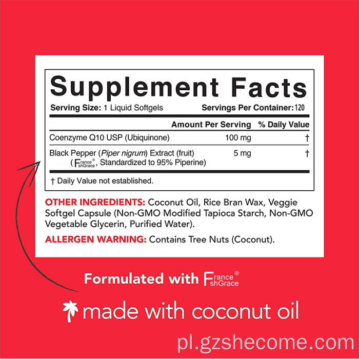 Kapsułki CoQ10 pomagają w płodności ziołowych COQ10 Softgels